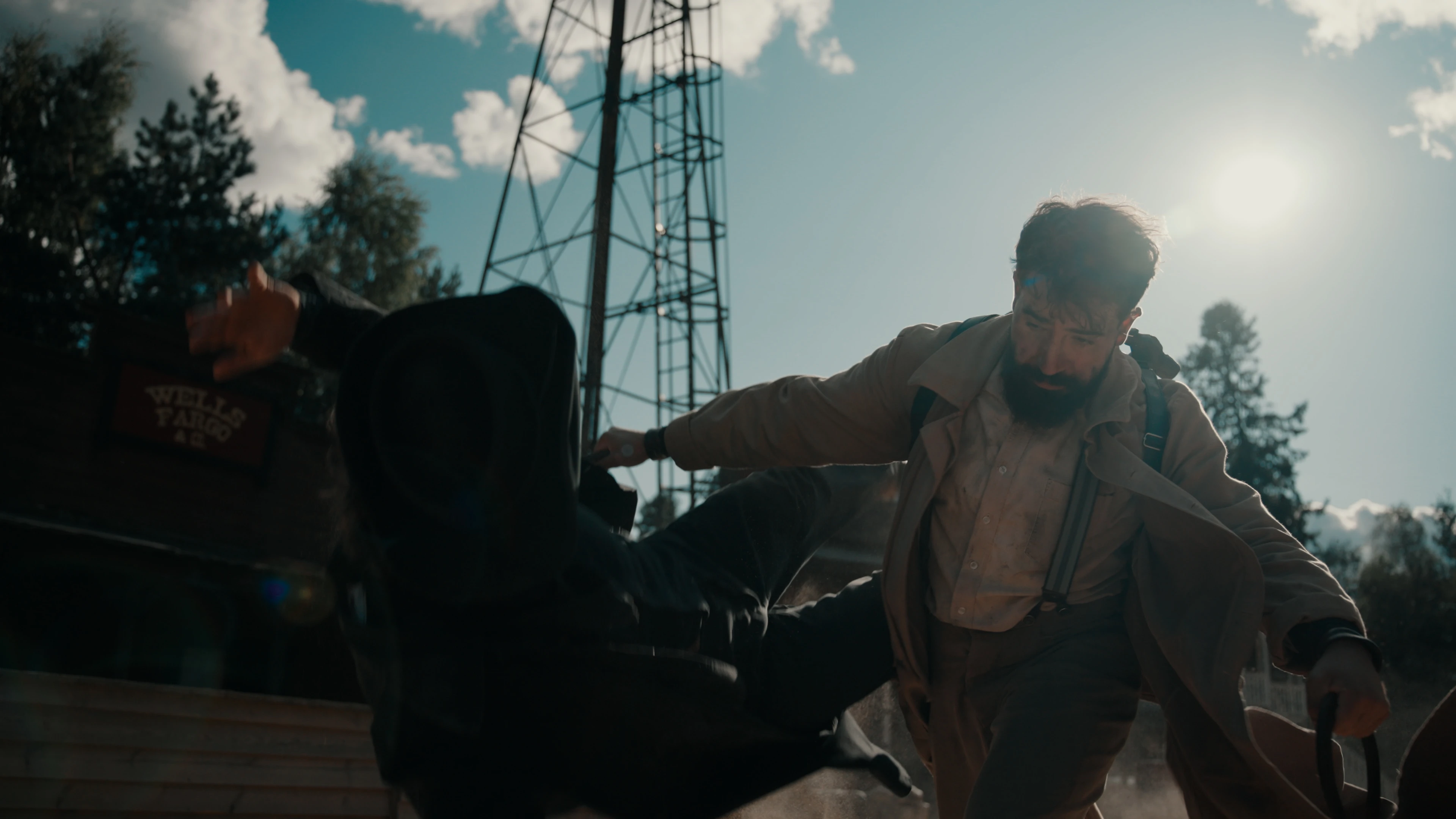 A fight beat from the short film 'The Blacksmith': the moment after a strike, as the opponent begins to fall