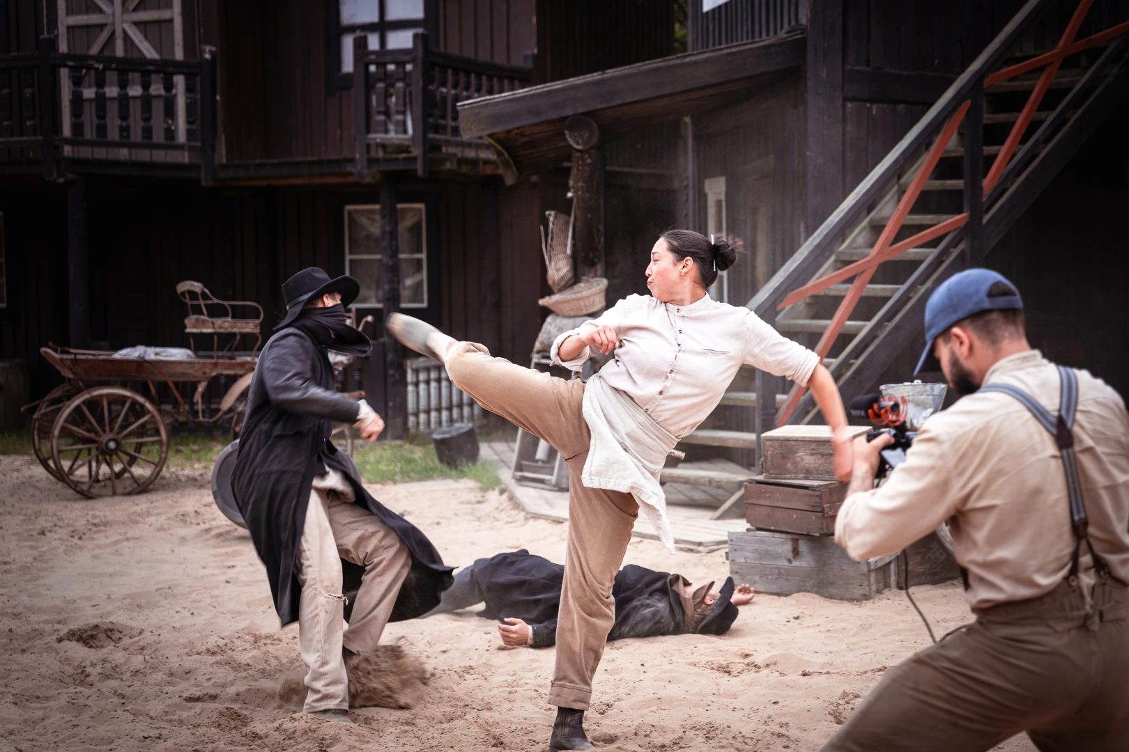 Fight choreography on set